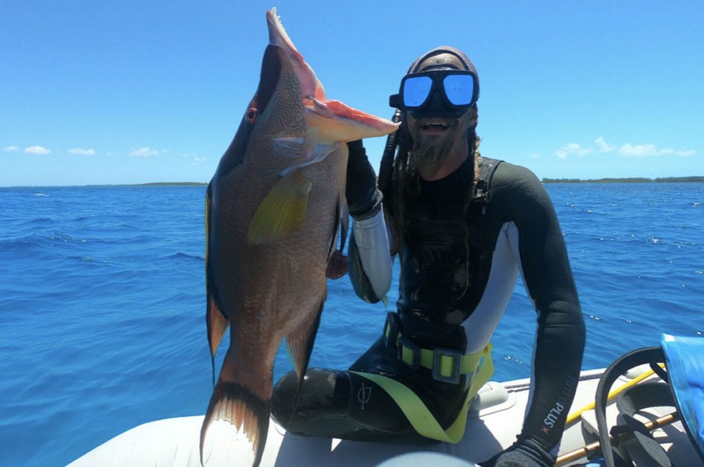 Primitive Pole Spear Fishing in The Bahamas  HUGE Mutton Snapper (Catch  Clean & Cook) 